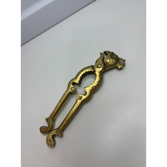 Vtg. Heavy Rooster Chicken Bird Brass Nut Crab Cracker Bottle Opener Nutcracker - Picture 1 of 6